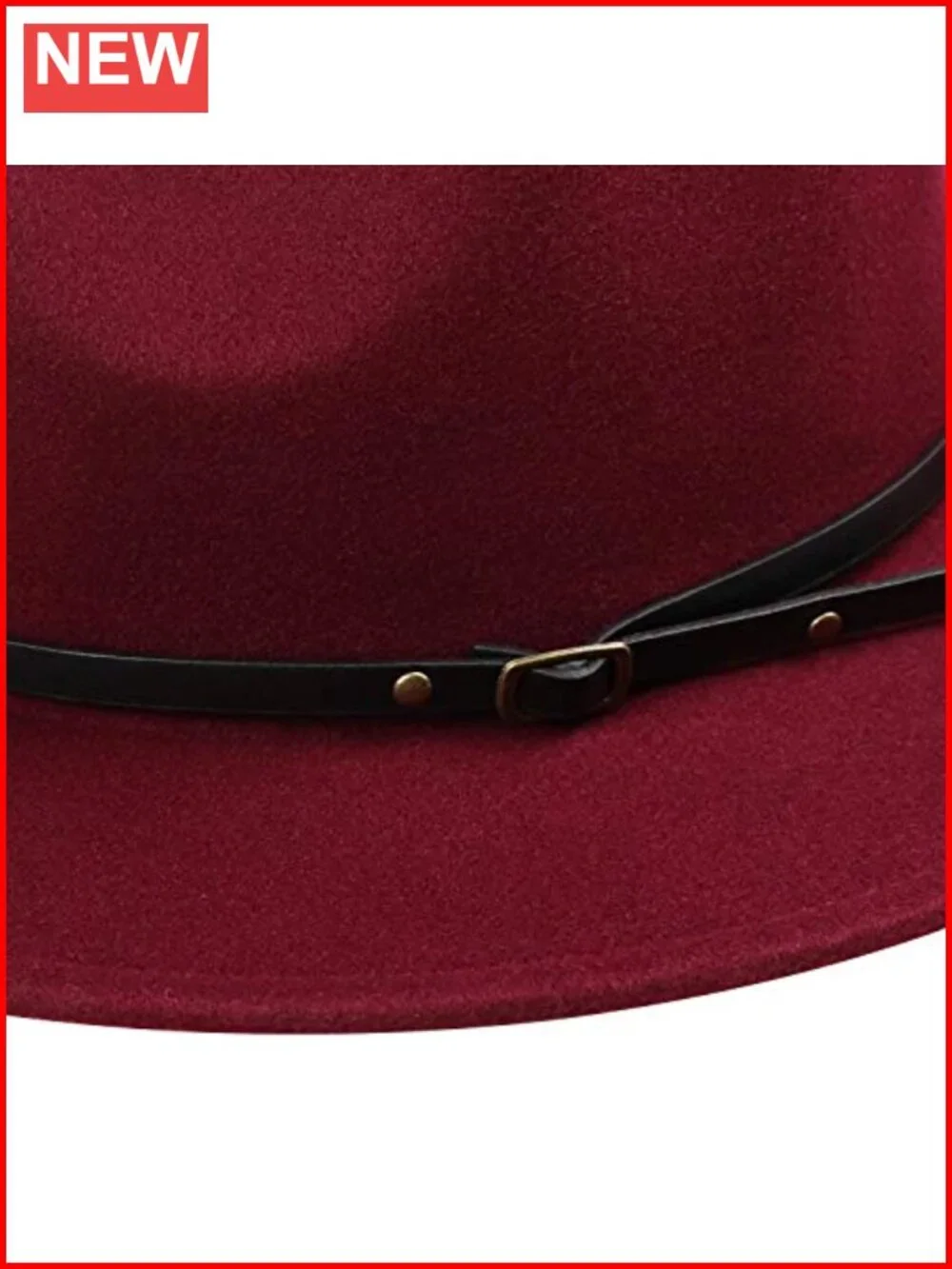 Women Classic Felt Fedora Wide Brim Floppy with Belt Buckle Panama Hat